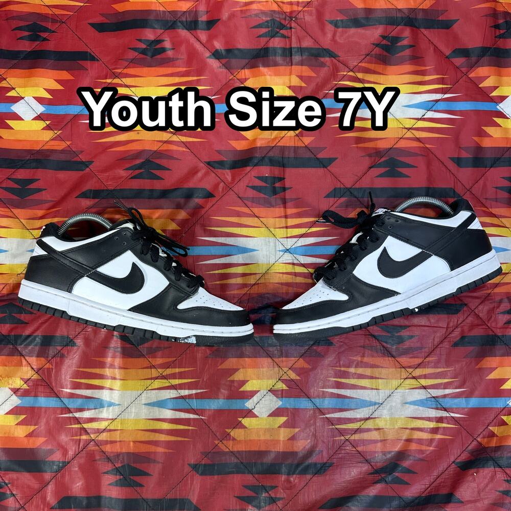 Nike Dunk Low Youth Size 7Y Black White Panda Sneakers CW1590-100